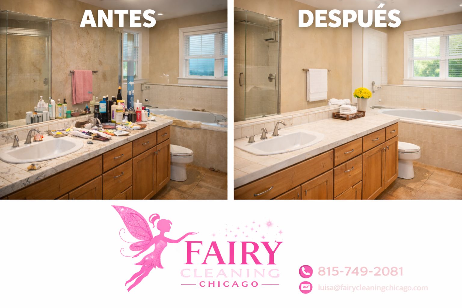 Before and after bathroom cleaning
