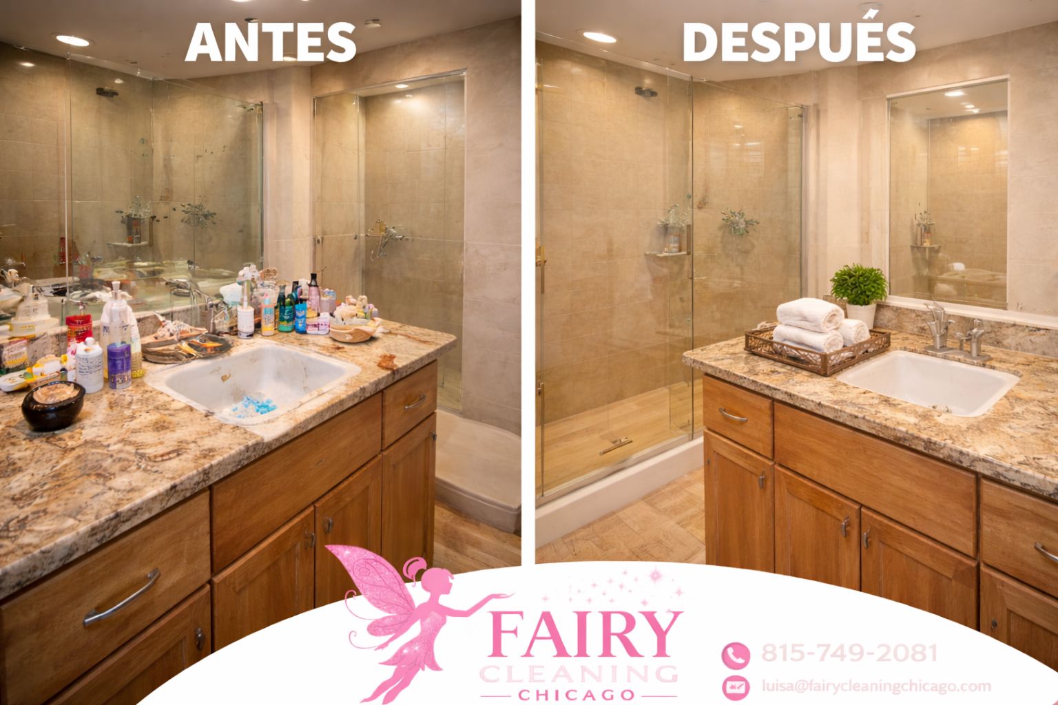 Before and after bathroom deep clean